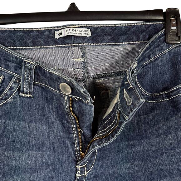 Lee SZ 12 Medium Slender Secret Jean Capris Mid-Rise Stretch Zip-Fly Pocket Blue - Picture 4 of 10